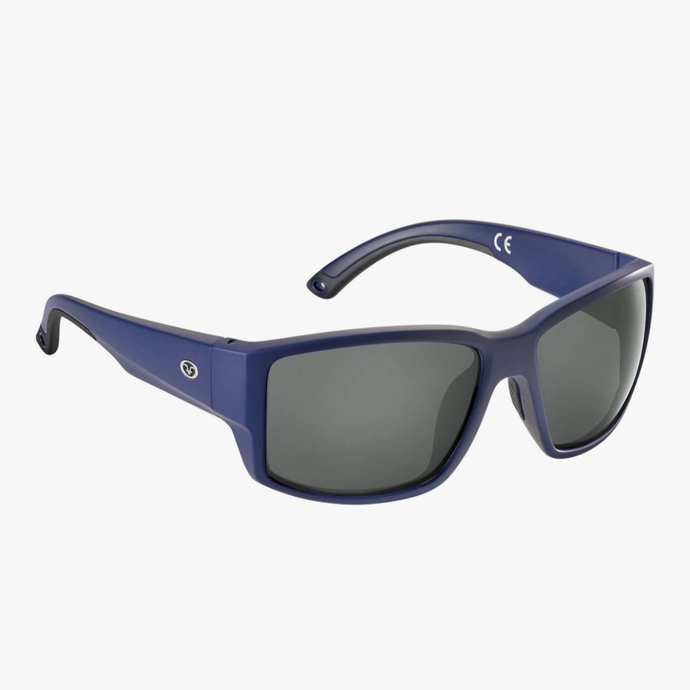 Flying Fisherman Baleen Wrap Around Polarized Sunglasses, Matte Navy Frame/Smoke